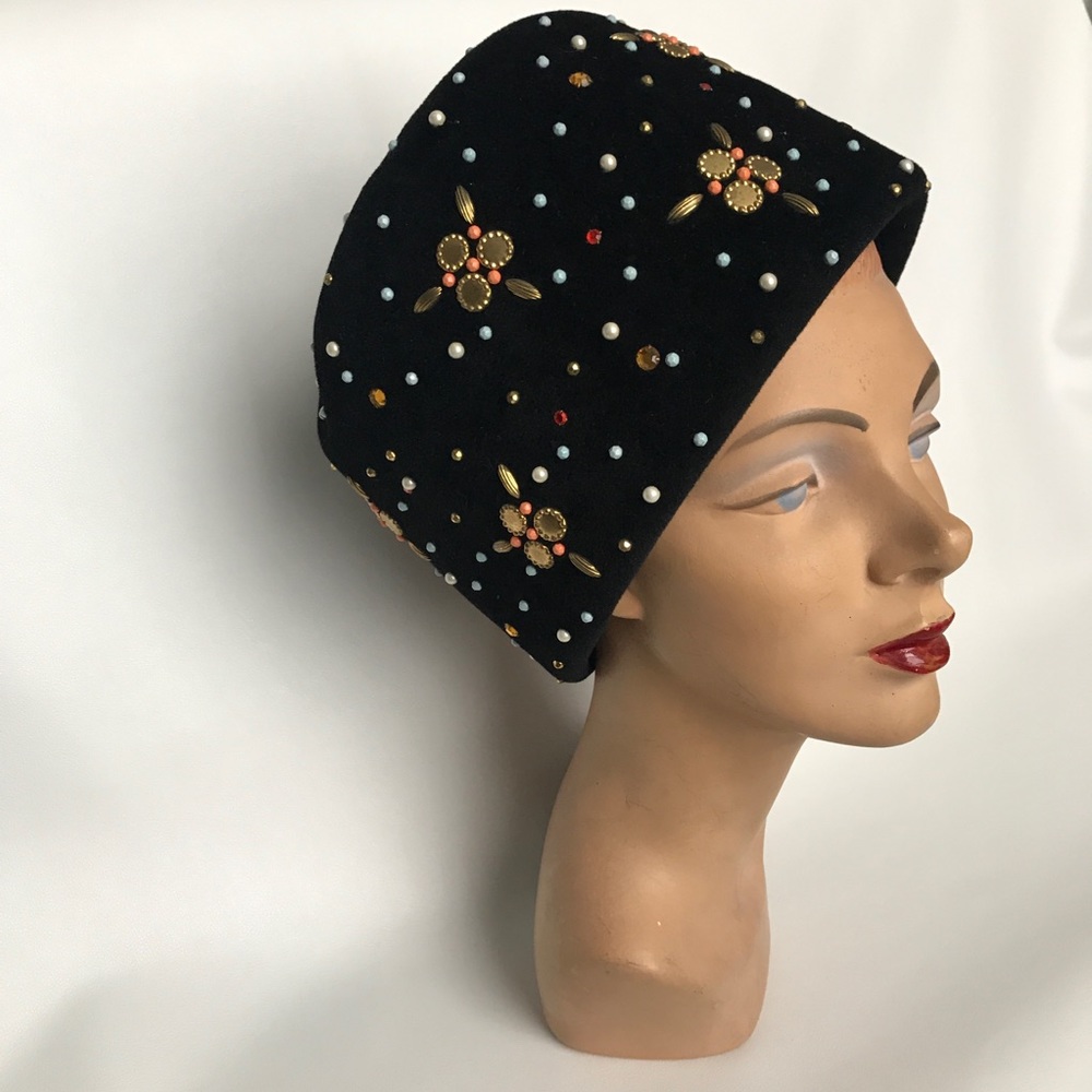 Yves St. Laurent vintage 60’s velvet beaded hat